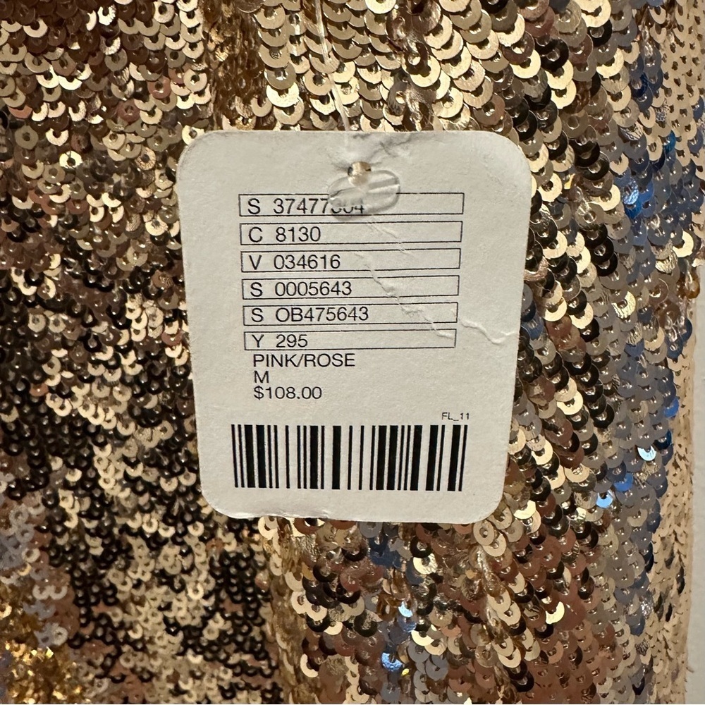 Free People Sequin Slip Mini Short Dress or Tunic M pink rose gold NWT fun party - Picture 8 of 9